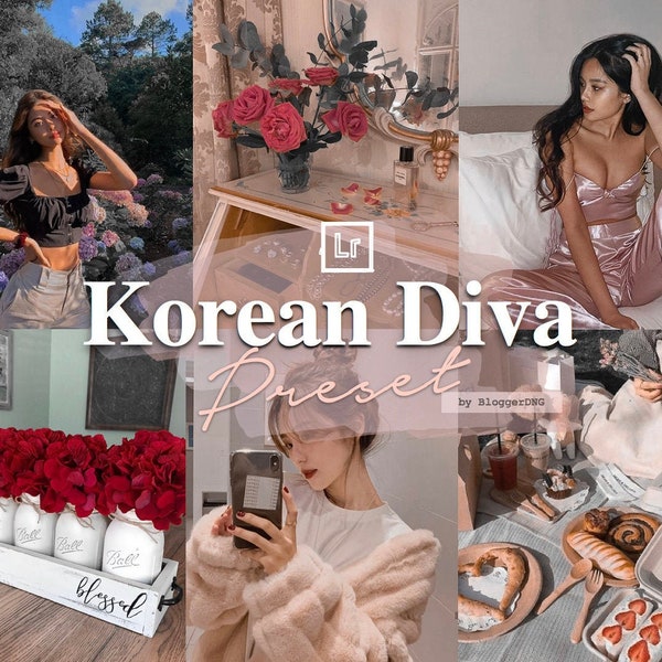 Korean Diva | Mobile Lightroom Preset | Soft Warm Rosy | DNG | Desktop | Korean Selfie Blogger Filter Minimal Preset