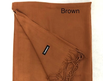 Brown / Light warm brown Cashmere Wool Scarf