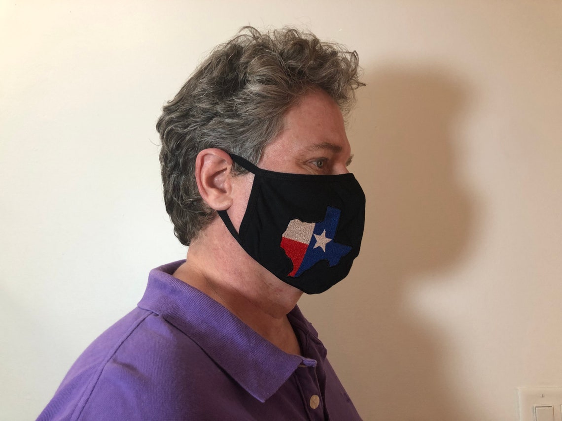 3 Pieces Large Texas Flag Embroidered Black Face Mask Unisex Etsy
