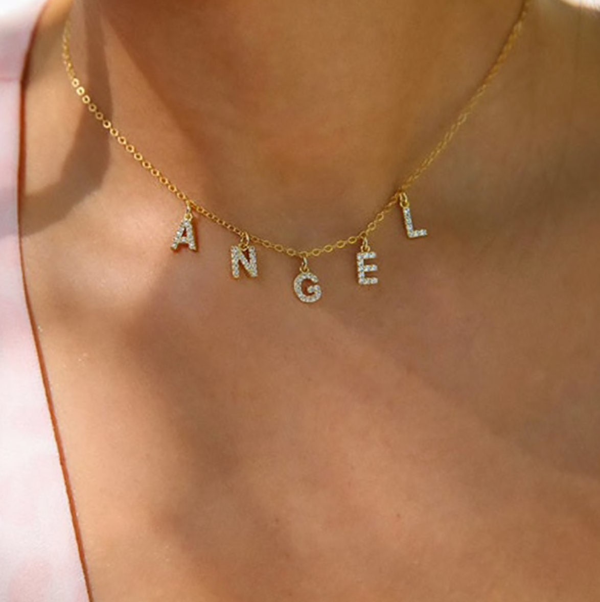 Custom Name Necklace Crystal Hanging 