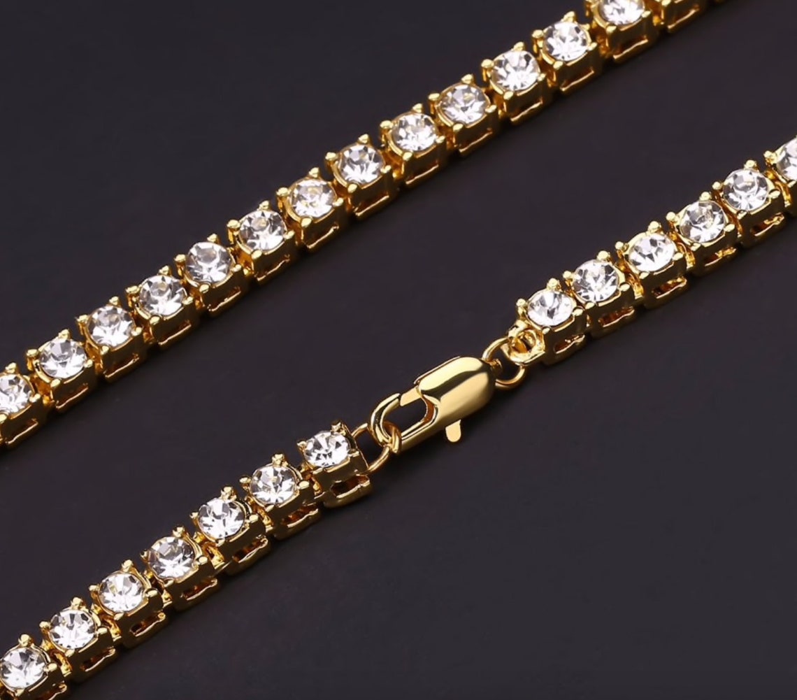 5mm Iced Out Tennis Chain Necklace AAA Cubic Zirconia Etsy