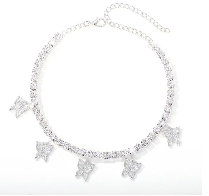 Tennis Chain Butterfly Anklet with CZ Stones Foot Jewelry Etsy