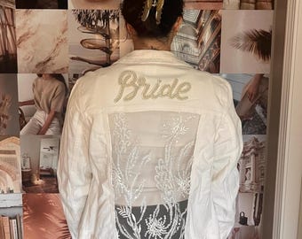 BRIDAL White Denim Lace Jacket