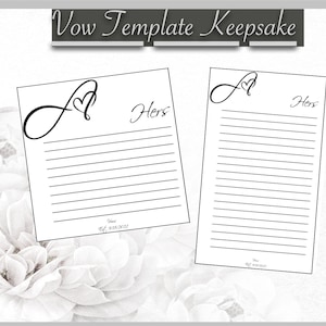 Bruiloft gelofte kaarten | gelofte sjabloon | Gelofte aandenken | Bruiloft briefpapier | Sjabloon voor huwelijksgeloften