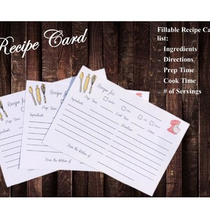 Printable recipe card,instant download,bridal shower, recipe card box