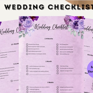 Wedding Checklist, Editable | Wedding to do list | Wedding Planning Checklist | PDF Planner