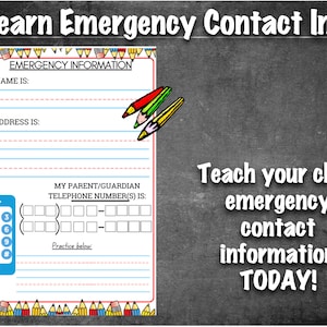 Phone Number Tracing | Address Tracing | Emergency Contract Printable for Children | Kindergarten Worksheet