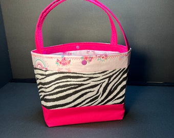 Unicorn Zebra Childs tote bag, Girls tote bag, Kids bags, Gift Bag, Toddler bag, Baby bag, School bag, Fabric, Handmade, Tote, Reusable