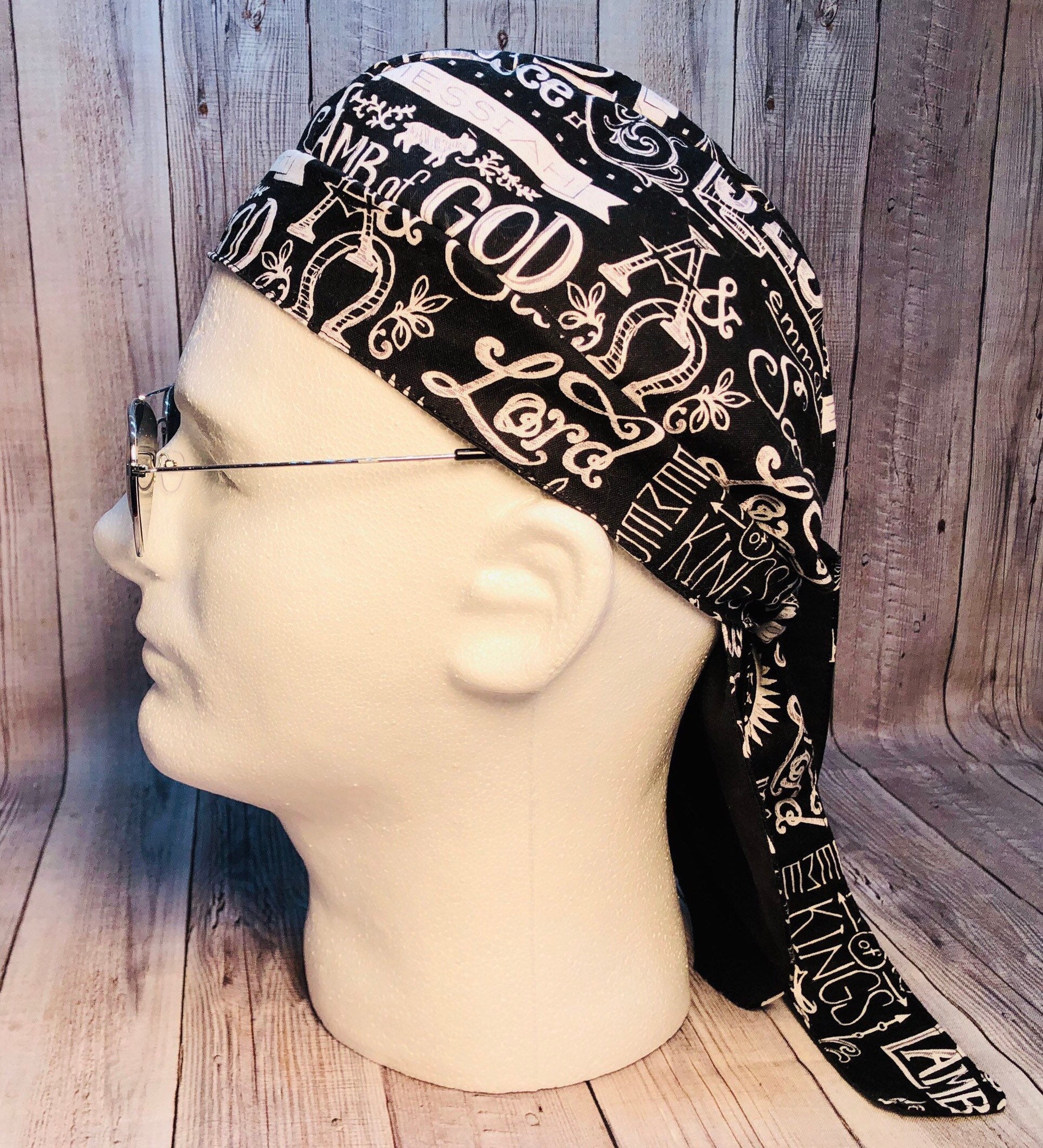 Men's BLACK Durag Bandana Sports Du-Rag Scarf Head Zandana Tie Down