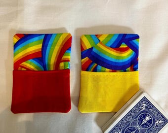 One Rainbow 2-Pocket Card Holder, Cotton Fabric, Samba Hand Foot Games
