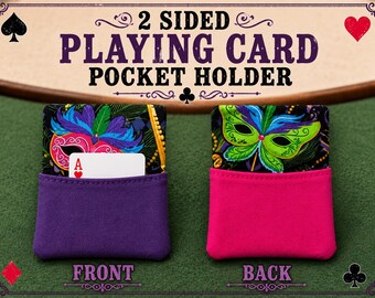 One Mardi Gras Mask Cotton Playing Card Holder, Samba Hand & Foot