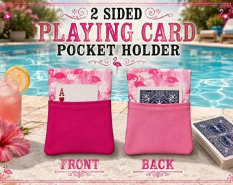One flamingo Cotton Card Holder, Samba, Hand and Foot with 2 tone pink pockets