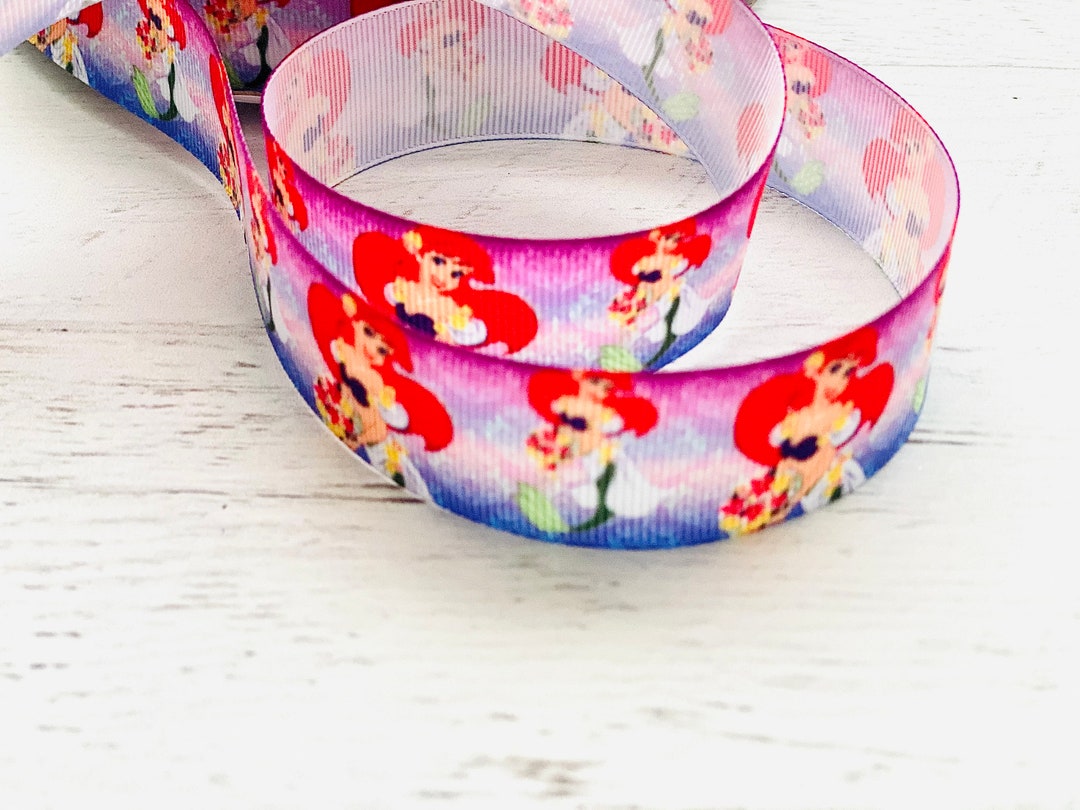 Ariel Little Mermaid Pink and Blue Grosgrain Ribbon 7/8” 22mm ...