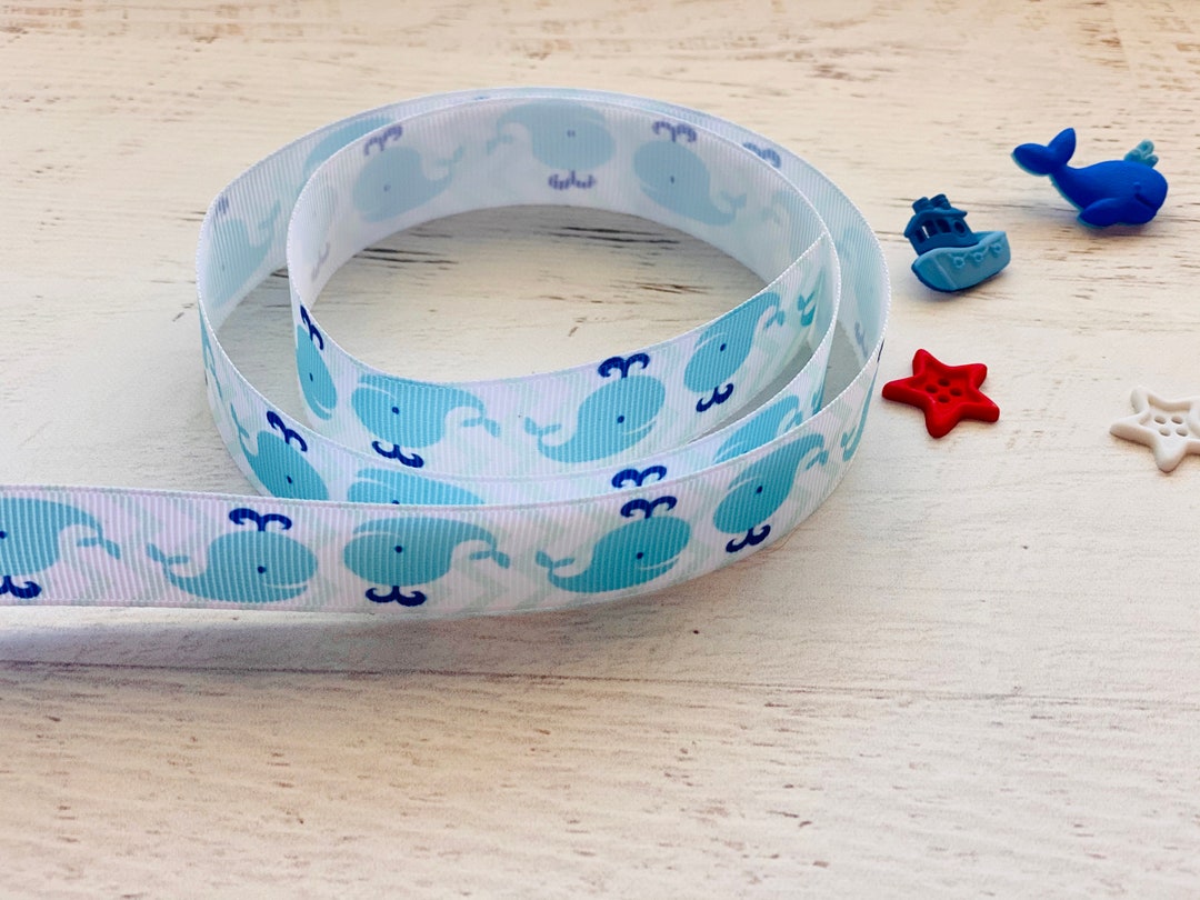 Blue Whale Grosgrain Ribbon 7/8” 22mm Decorating Crafts Ribbon - Etsy