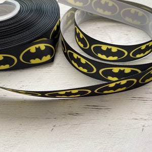Batman Theme Black and Yellow Grosgrain Ribbon 7/8” 22mm Decorating Crafts Ribbon