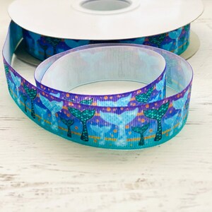 Zeemeermin staart paars en blauw grosgrain lint 7/8 "22 mm decoratie ambachten lint