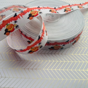 Oranje Halloween-pompoen Spookhuisthema grosgrain lint 7/8" 22 mm kleurrijke roze olifant met bloemen knutsellint decoreren