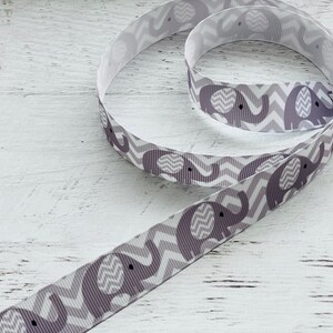 Grijze olifant Chevron grosgrain lint 7/8" 22 mm olifant grijs en wit versieren ambachten lint