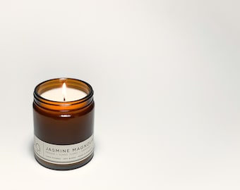 Jasmine Magnolia soy candle, highly scented essential oils & fragrance, 50hour burn