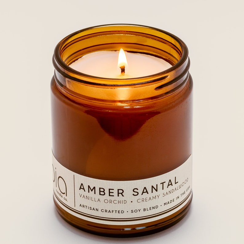 Amber Santal Soy Candle Highly Scented Fragrance & Essential Etsy New
