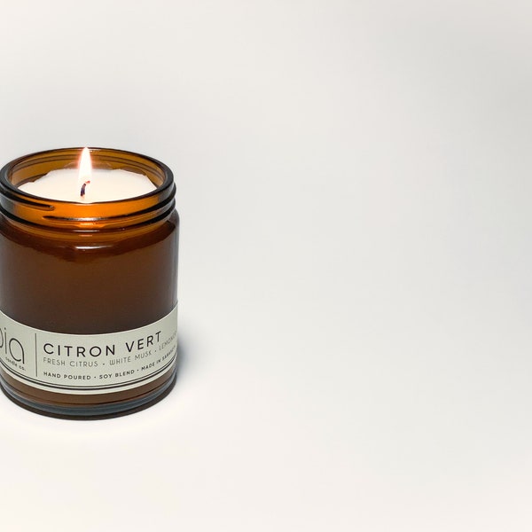 Citron Vert  soy candle, highly scented with essential oils & fragrance, 50h clean burn