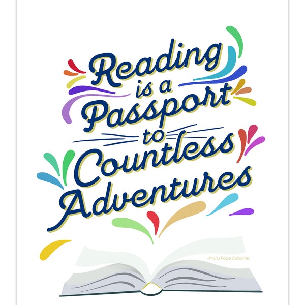 Reading is a passport to Countless Adventures | Zitate für Kinder | Lernmittel | Haus und Klassen Dekor