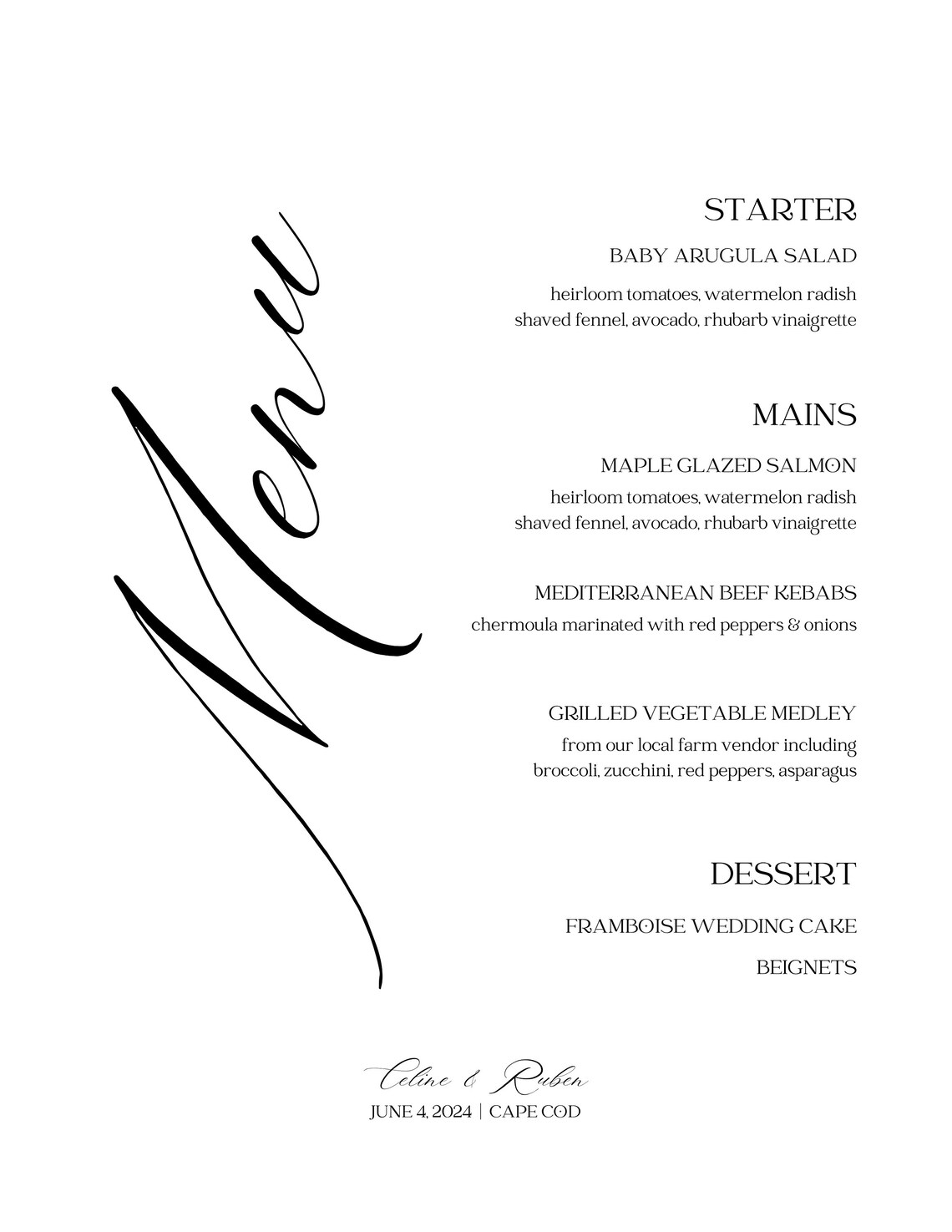 Wedding and Event Menu in Editable Canva Template Digital Download and ...