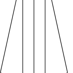 May include: A black and white line drawing of a geometric shape with three vertical lines.