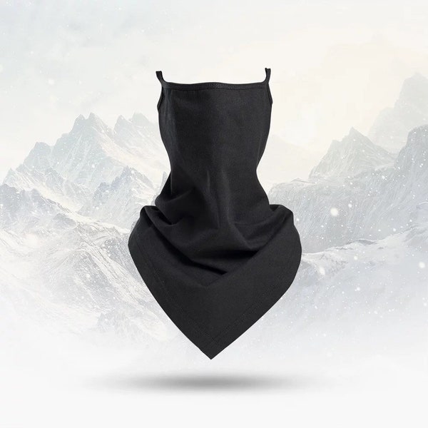 Black neck gaiter for women and men, hiking gaiter, neck gaiter face mask, washable reusable with filter pocket, soft & comfortable bandana