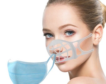 3D face mask bracket, upgrade 2022 face mask inner support frame, lipstick protection for mask, reduce friction on chin, breath speak easier