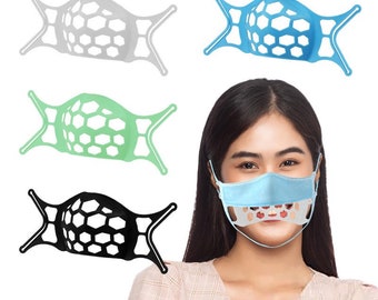 3D face mask bracket, upgrade 2022 face mask inner support frame, lipstick protection for mask, reduce friction on chin, breath speak easier