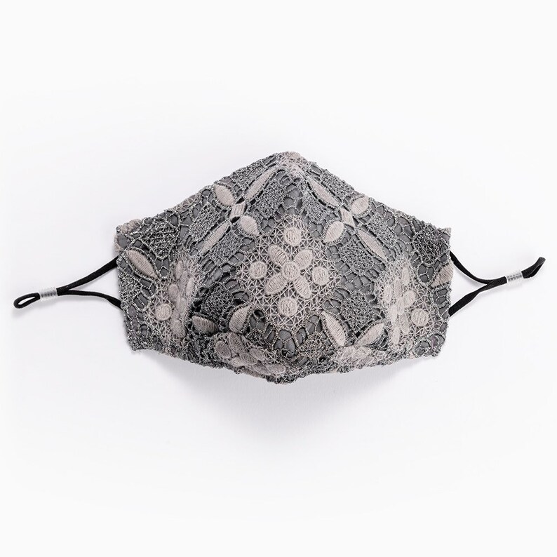 Grey Embroidery Lace Mask Designer Face Masks for Women Etsy