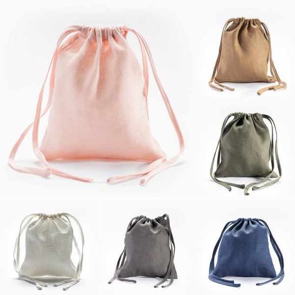 Linen Drawstring Bag Etsy