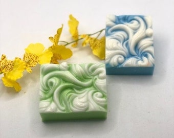Wind, Water, Waves or Swirling Clouds, Windswept Sand Dunes or 'Surf's Up".  Luxurious Creamy Goats Milk Handmade Soap enhances any decor.