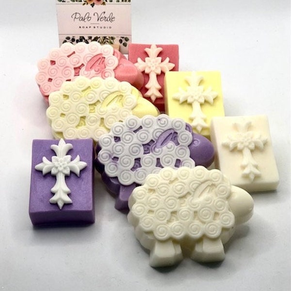 Divine Moments Gift Set: Handmade Goat's Milk Soap with Lamb and Cross for Christmas, Easter, Baptisms, First Communions, or Any Occasion.
