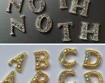 2pcs A-Z Bling Silver or Gold Letter Nail Charms ON SALE!!