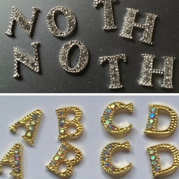 2pcs A-Z Bling Silver or Gold Letter Nail Charms ON SALE!!