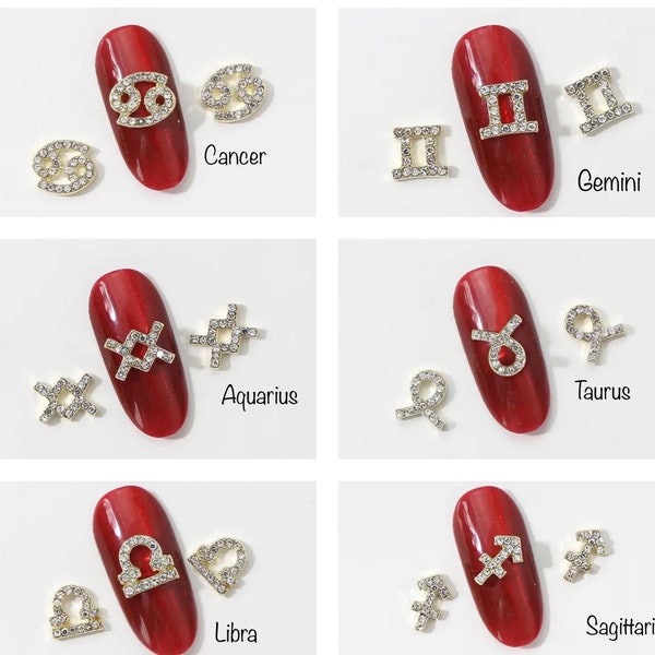 2pcs / 12pcs Zodiac Bling Nail Charms