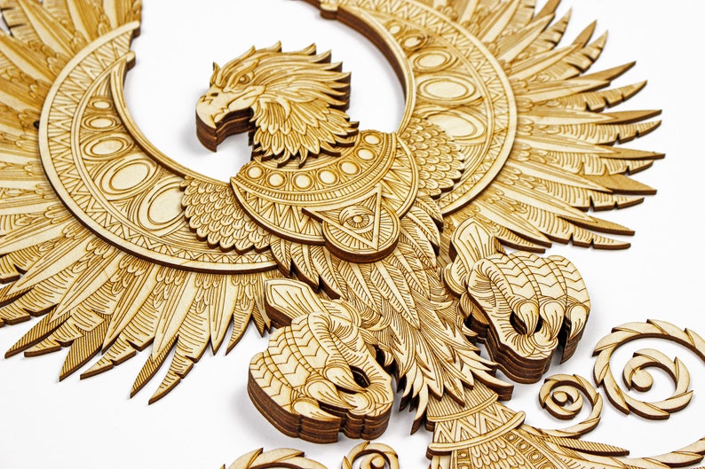 Wood Phoenix Wall decor Eagle decoration Multilayer wood Etsy