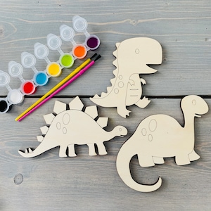 DIY Jurassic Adventure, Wood, Ready to Paint, Craft Kit for Kids, Kid's Activity, Children's Craft, Party Favor, Paint Party, Paint Set