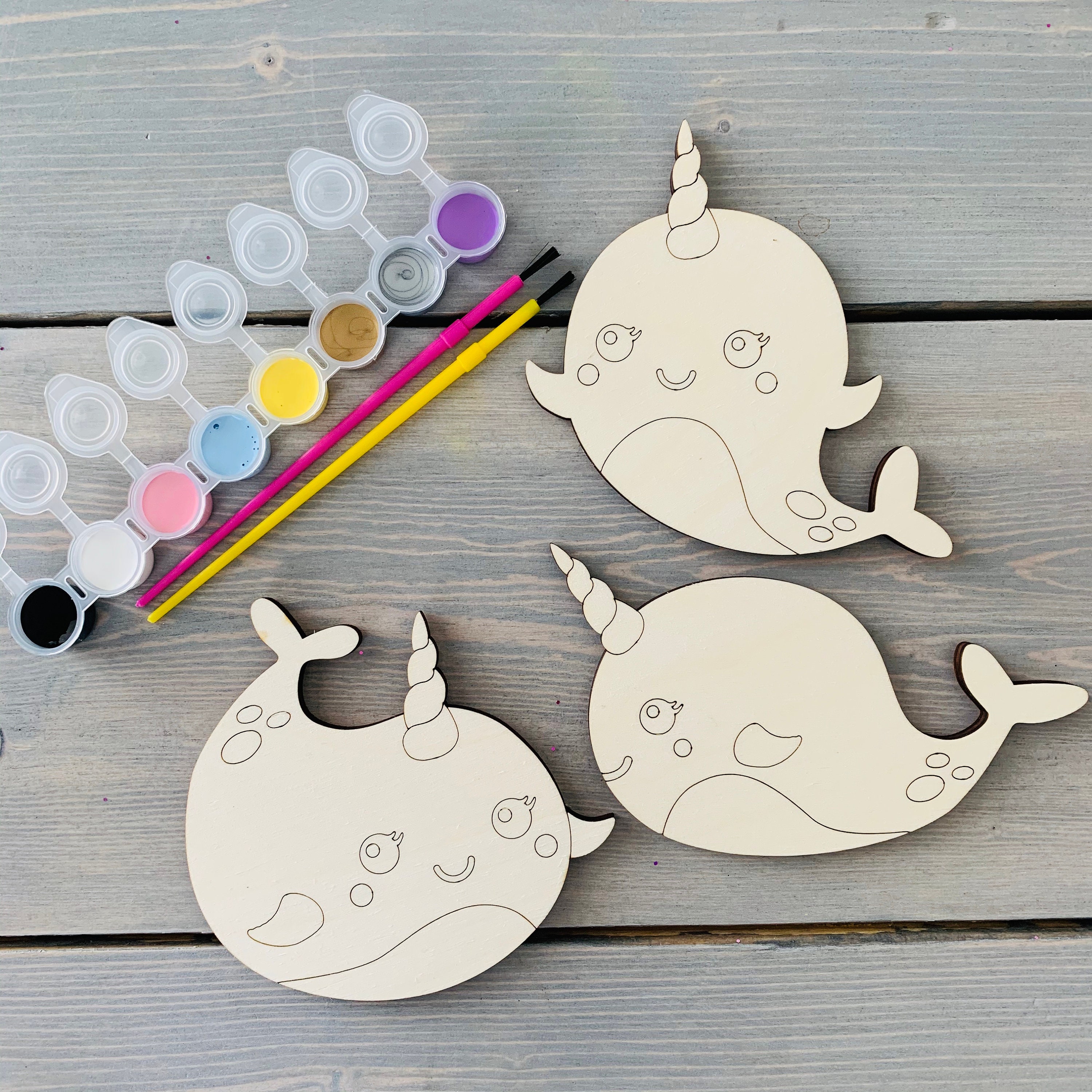 DIY Narwal Paint Kit Wood Ready to Paint Craft Kit for Etsy