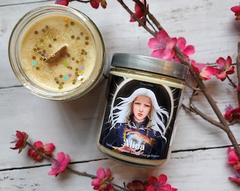 Alina Inspired Soy Candle from Leigh Bardugo's Grishaverse Shadow and Bone with label art by @MarieMarionnn