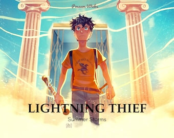 Lightning Thief Inspired Soy Candle from the Percy Jackson Series Label Art by Alessia Trunfio