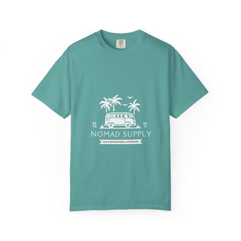 Nomad Supply Surf Van-T-shirt | Vintage Camper T-shirt met palmboom afbeelding 7