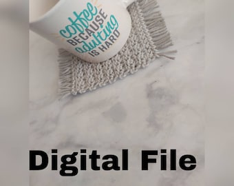 Molde de crochê para porta-copos e tapete para caneca com franjas (download digital)