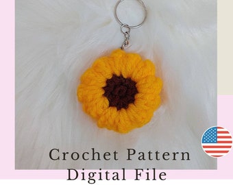 Patroon zonnebloem amigurumi-sleutelhanger/zonnebloempatroon-Engels patroon
