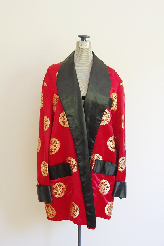 Mens Vintage Satin Smoking Jacket
