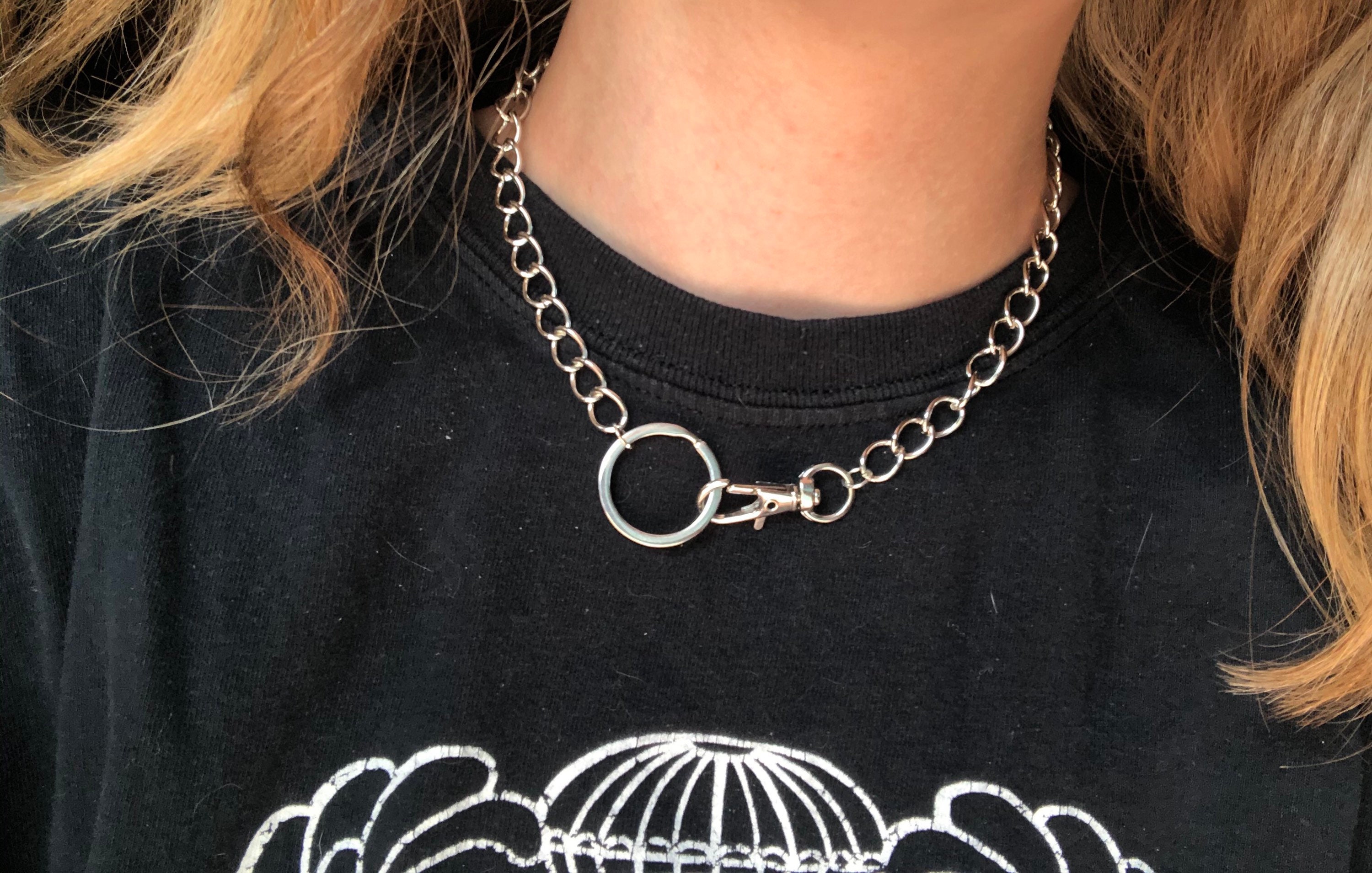 Chain Necklace Key Chain Ring Choker Alternative Jewelry Etsy