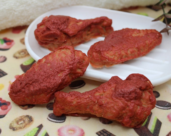 Featured listing image: BBQ Chicken Wings Soap! Set of 4 Wings! Realistic soap that looks like wings! SLS Free! Phthalate Free!