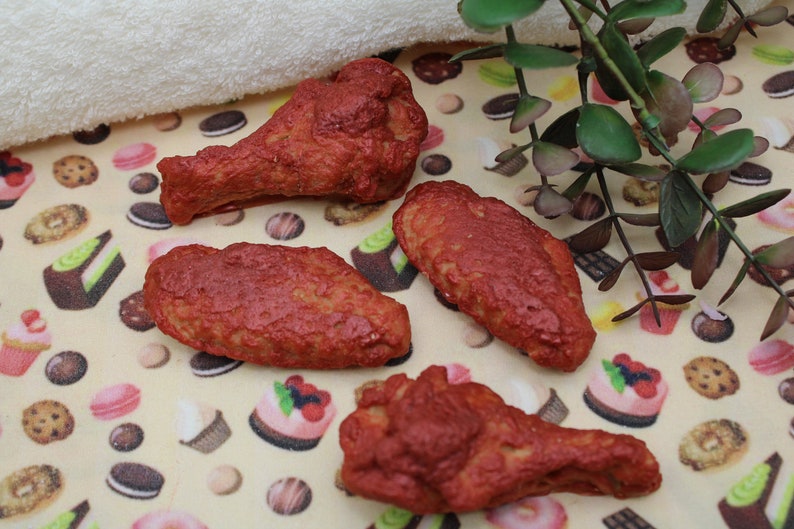 BBQ Chicken Wings Soap Set of 4 Wings Realistic soap that looks like wings SLS Free Phthalate Free image 6